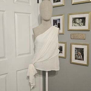 Elegant White One-Shoulder Blouse